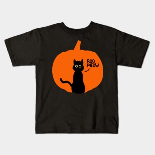 Boo Meow Halloween Cat Kids T-Shirt